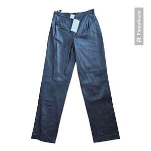 Mixit Genuine Black Leather High Rise Straight Leg Pants 8